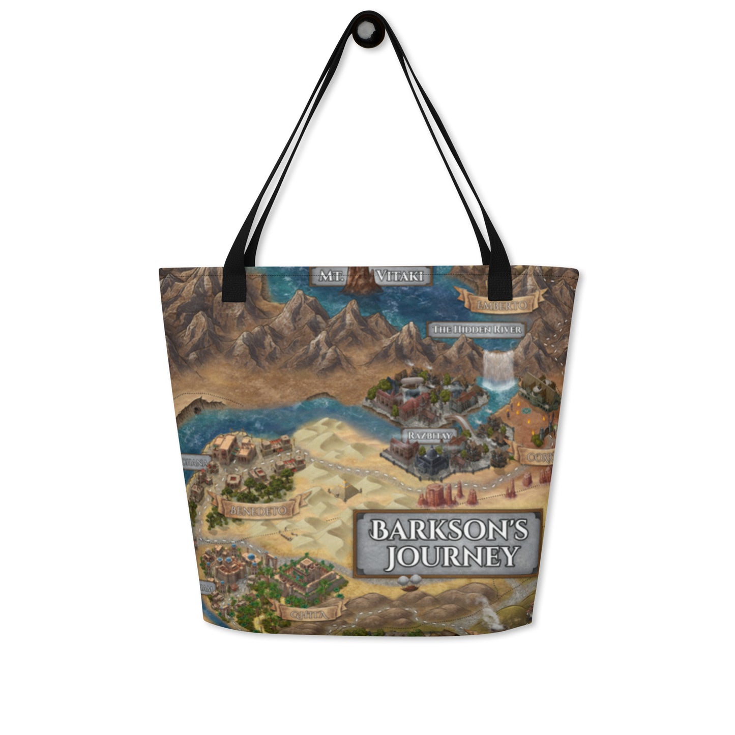 BARKSON'S JOURNEY MAP Large Tote Bag (with Inside Pocket) | World of the Fey