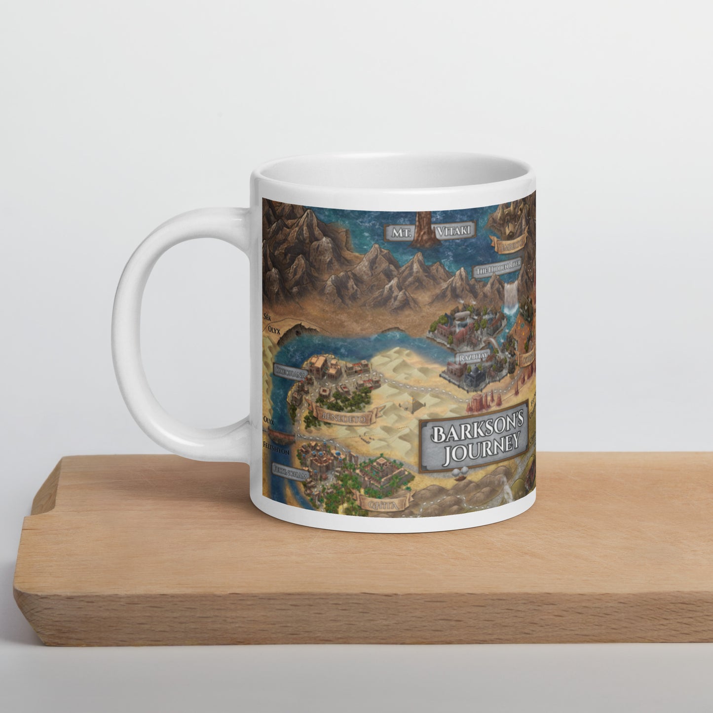 BARKSON'S JOURNEY MAP White Glossy Mug 20 oz. (ENORMOUS) | World of the Fey
